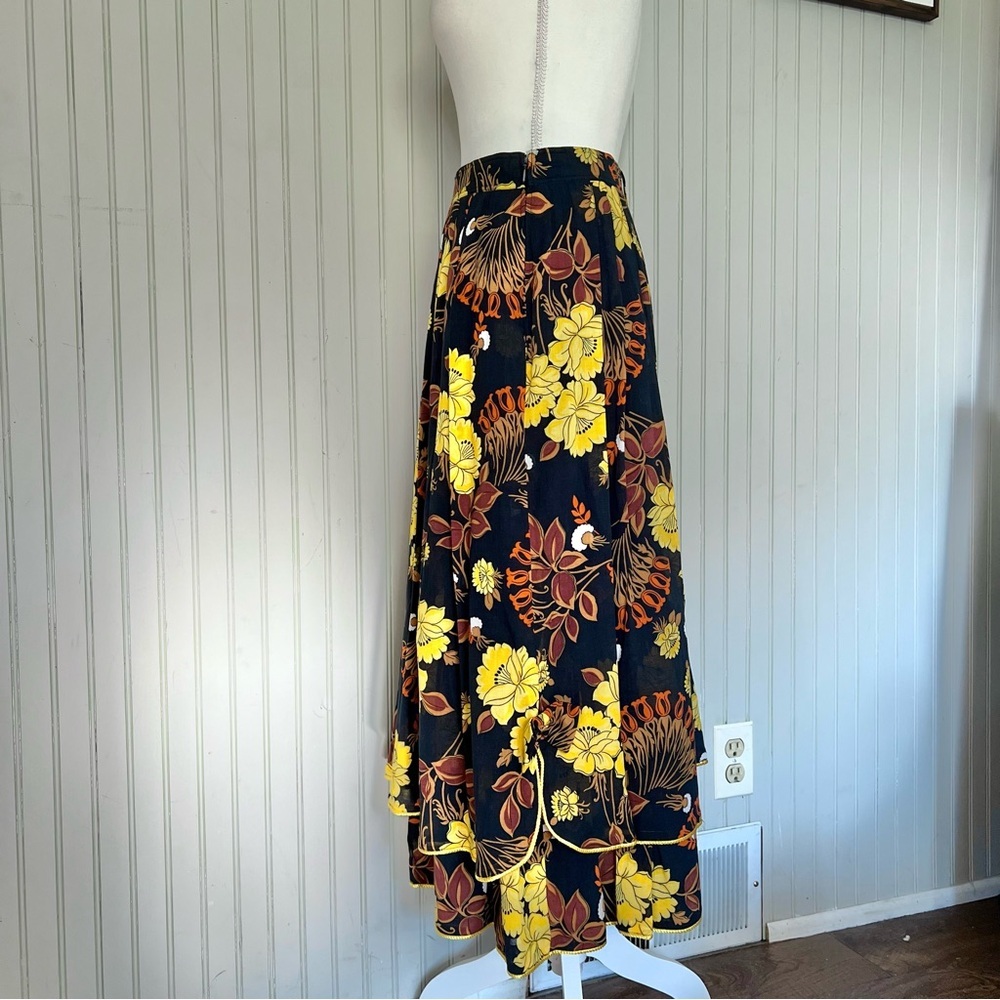 Alexander Luxe Vintage Autumn Floral Tiered Maxi Full Skirt - Picture 5 of 8